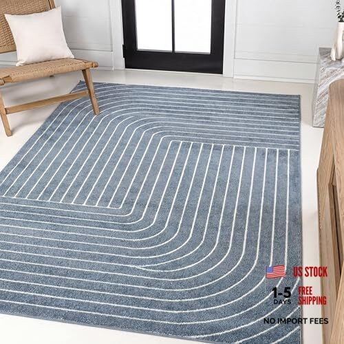 Odense High-Low Angle Dark Blue/Cream 3×5 Indoor/Outdoor Area Rug for Patio,