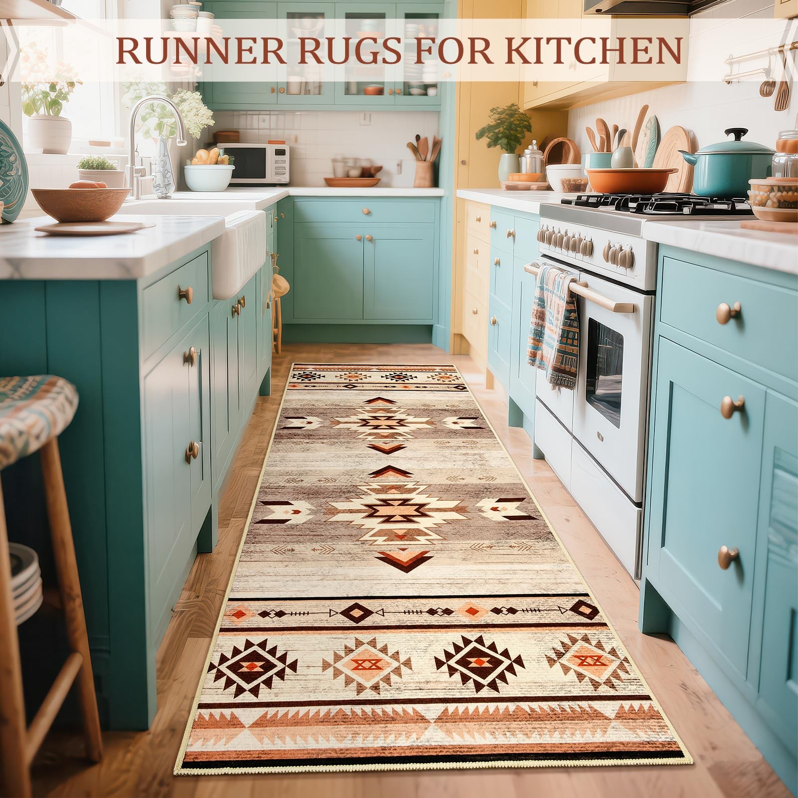 B BENRON Western Hallway Runner Rug 2 x 6, NonSlip Long Runners for Bedroom K…