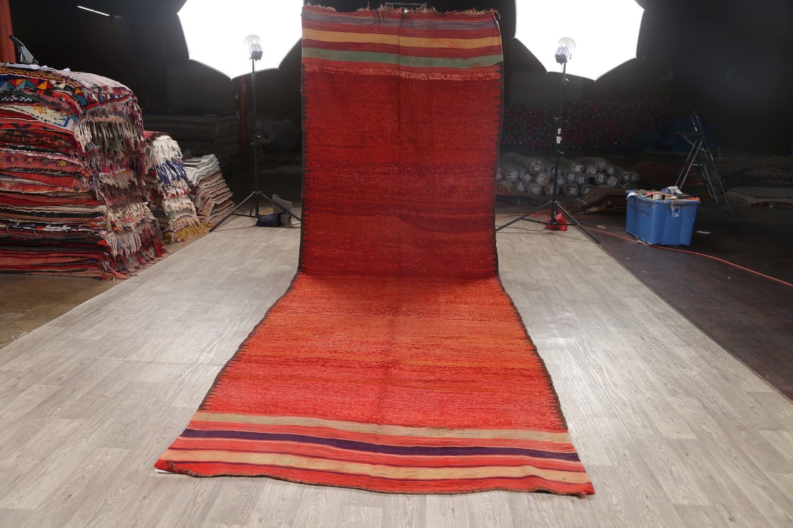 Vintage Stylish Hand-Knotted Wool Moroccan Long Runner Rug 5×17 ft