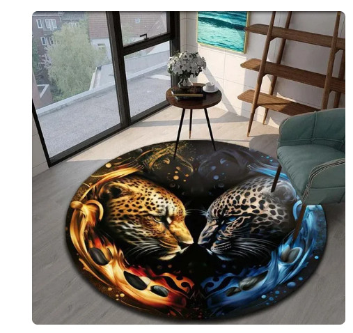 Ying Yang Jaguar Rug 100CM x 100CM Meditation Jaguar Carpet