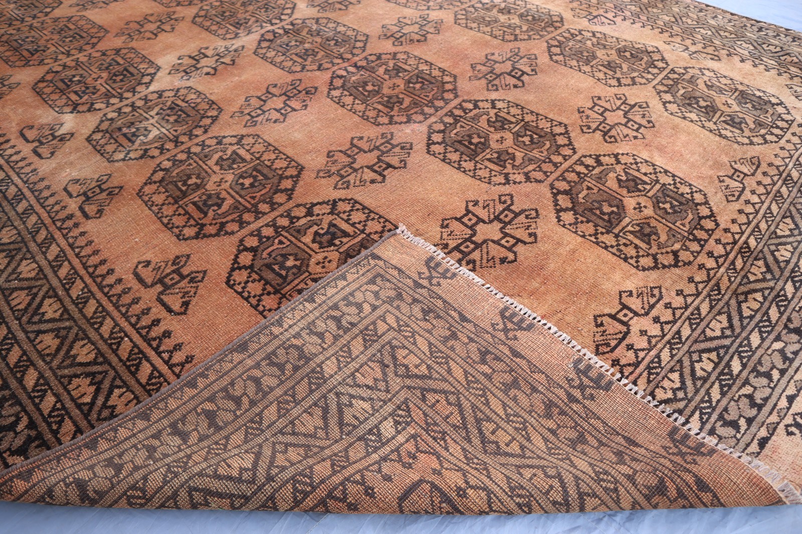 6’10×9’2 ft- Antique Turkmen Ersari Distressed Rug, Living Room Rug, Bedroom Rug