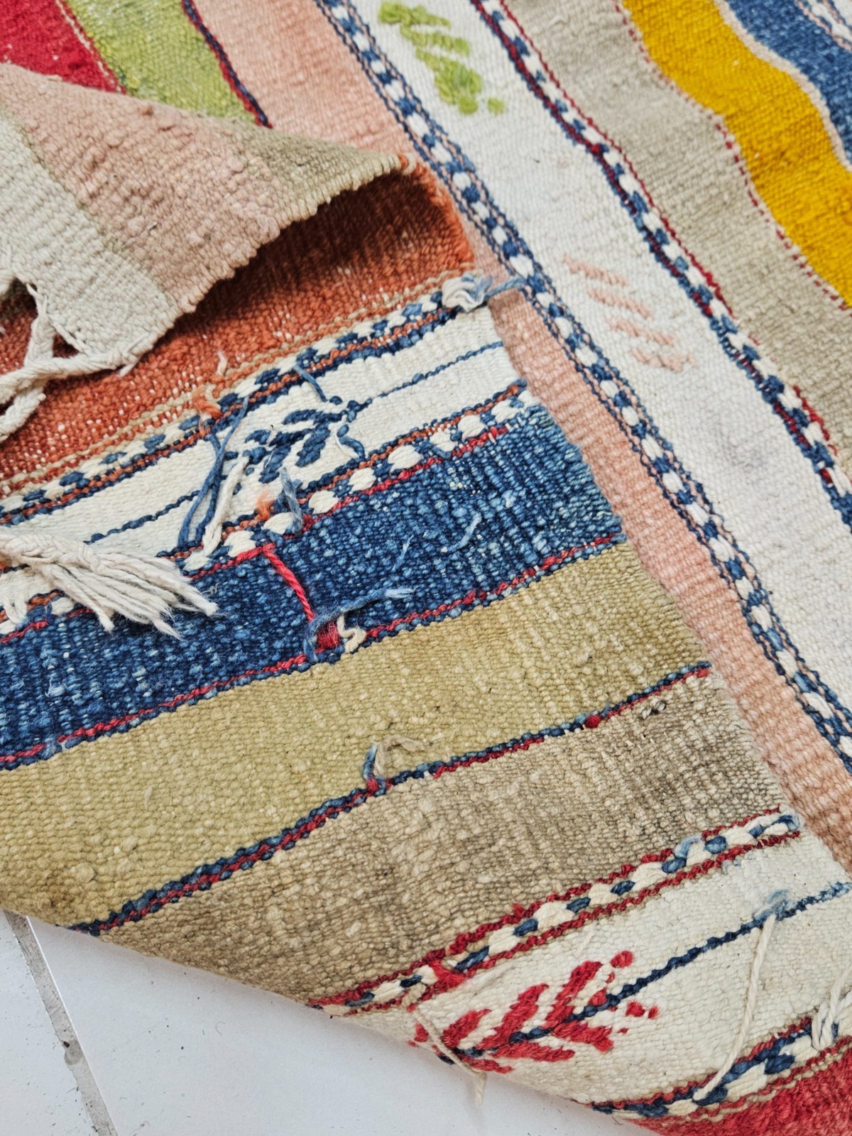 Turkish Vintage Kilim Rug, 4.4 x 7 ft Striped Boho Kilim, Colorful Bedroom Rug