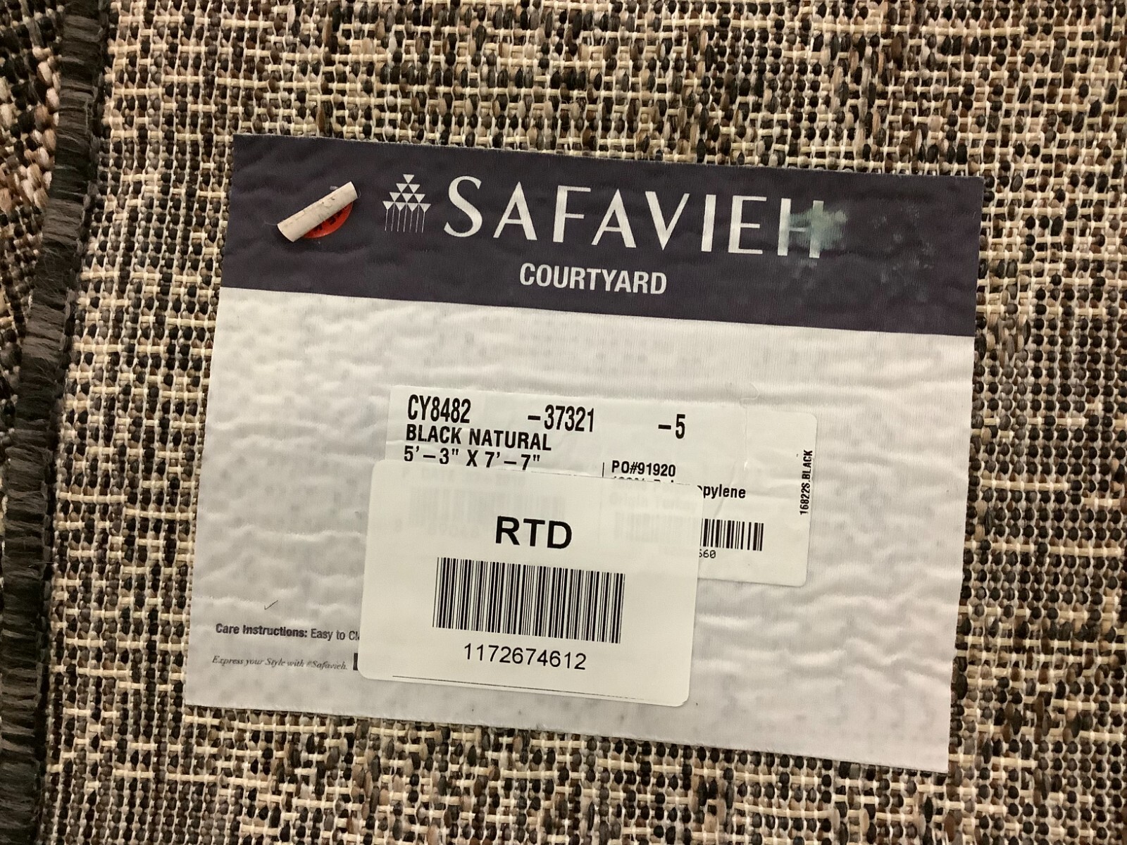 BLAK / NATURAL 5′-3″ x 7′-7″ Flaw in Rug Reduced Price 1172674612 CY8482-37321-5