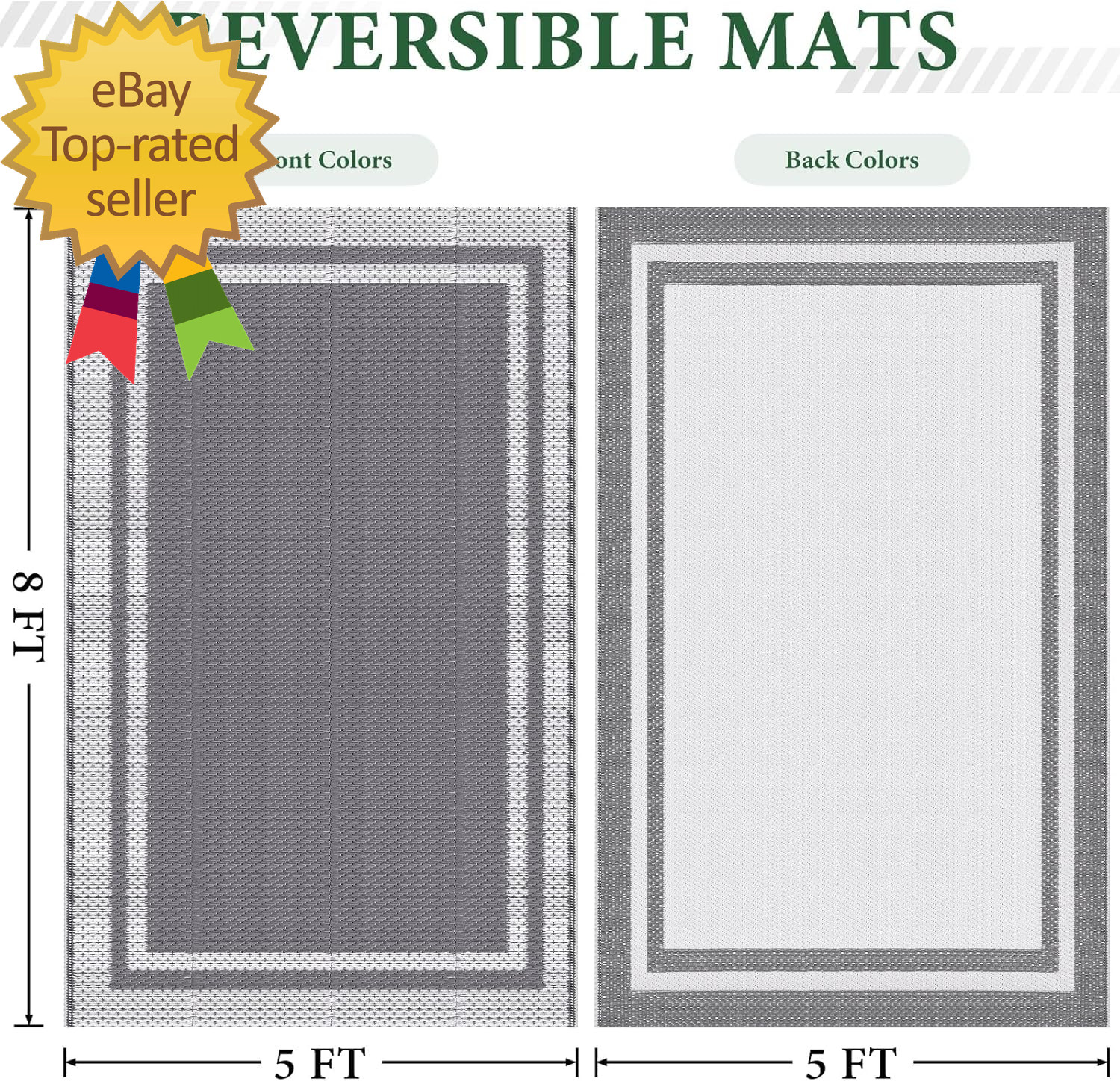 Outdoor Rug Reversible Portable Plastic Straw Camping Rugs for outside Rv,Large
