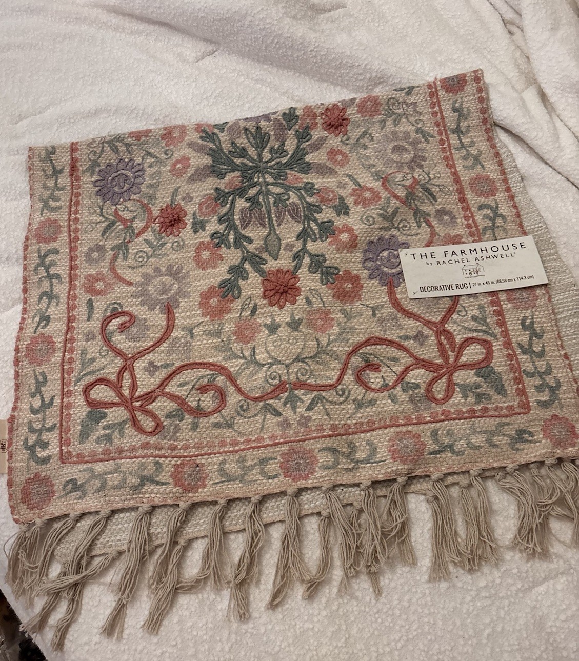 Set Of 2 Rachel Ashwell Farmhouse Floral Decorative Rugs 27×45 Cottage Shabby