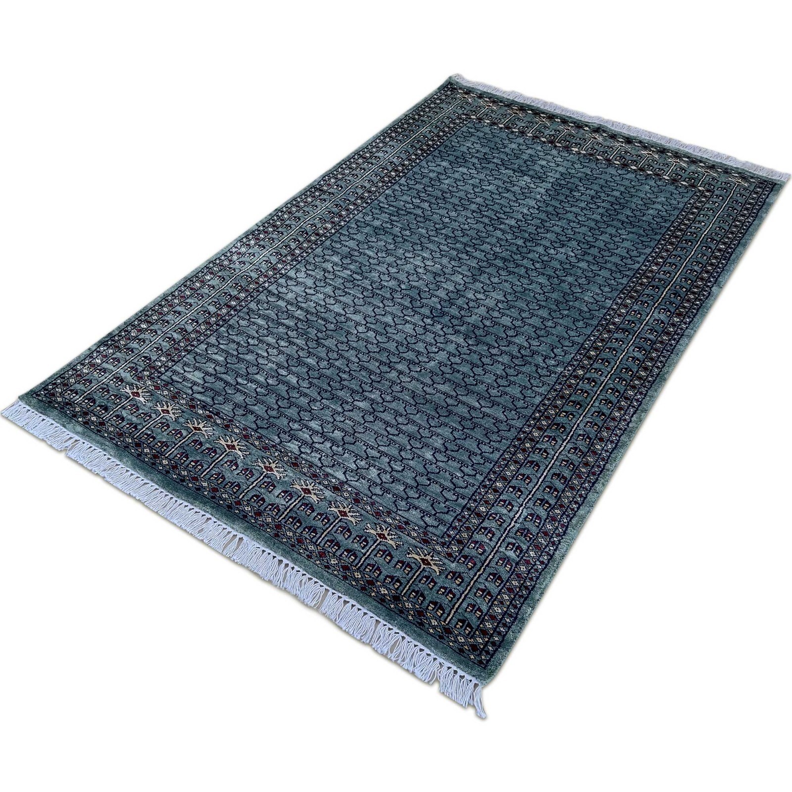 Amma Carpets Hand Knotted Art Silk Oriental Rug Royal Gray Luxury 4×6 Feet