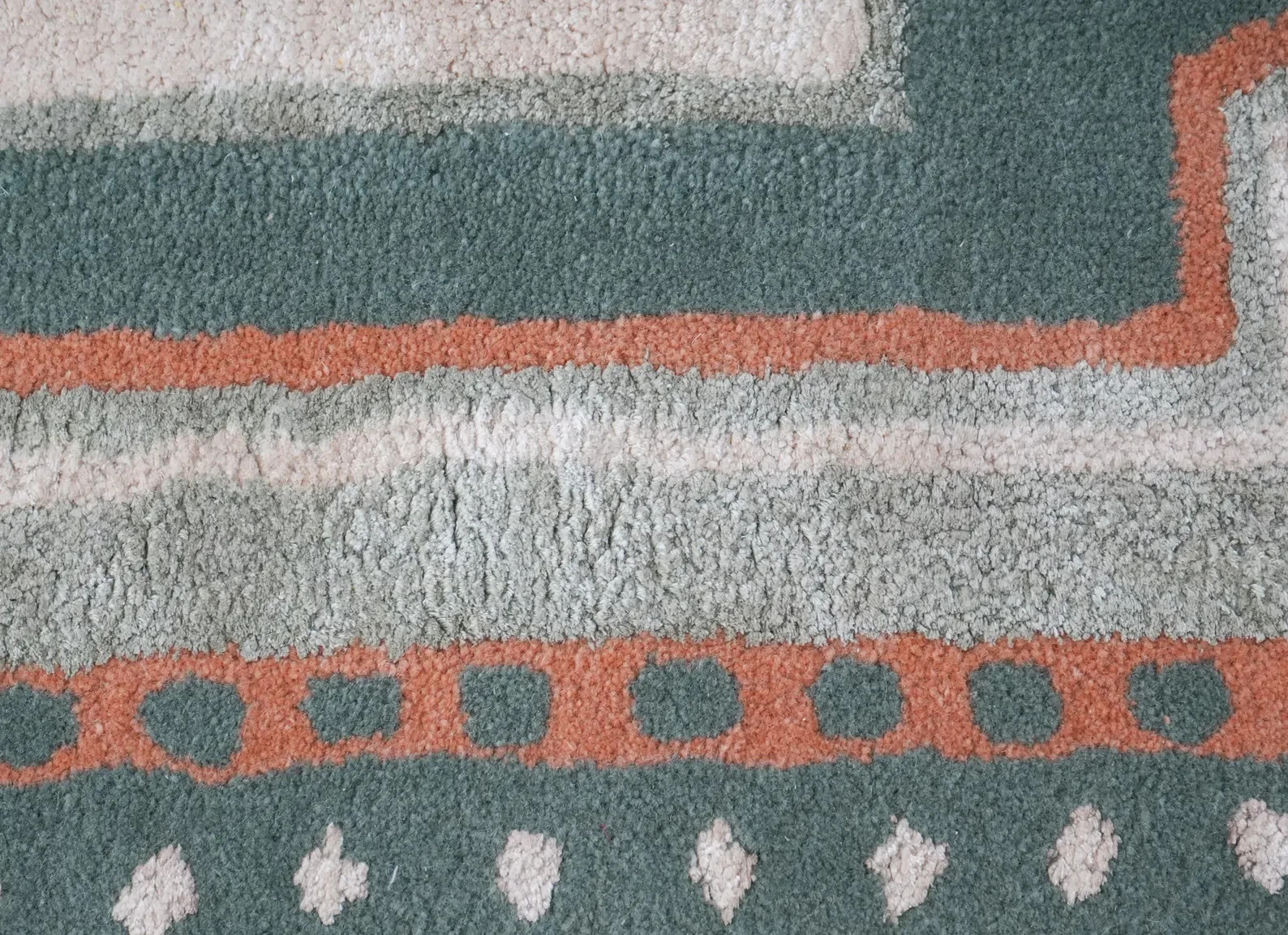 Hand Tufted Wool Area Rug | Sage Green Floral Border For Living Room carpet