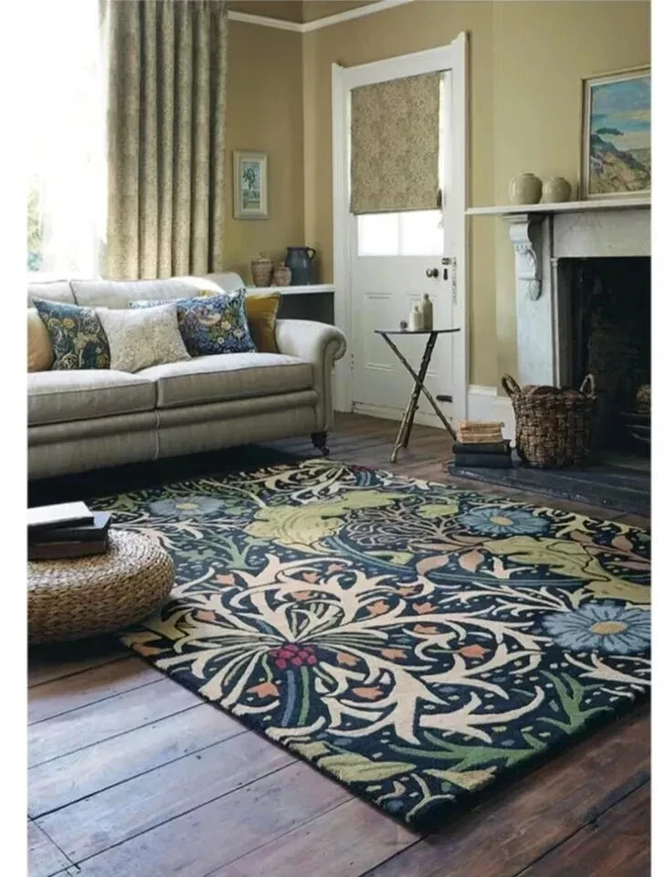 Morris seaweed floral Hand tufted area rug for home decorative living room 6×9