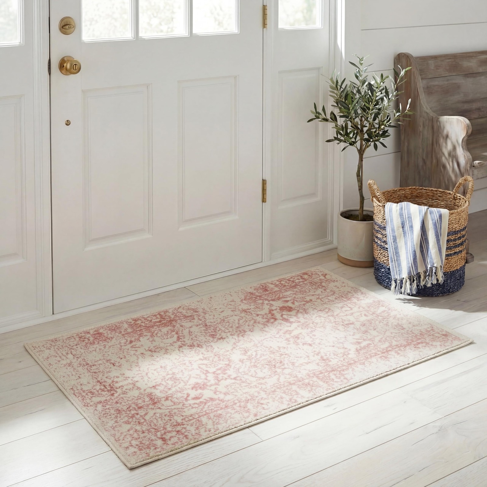 Safavieh Adirondack Collection Accent Rug – 2 X 4 Ivory Rose Distressed Vintage
