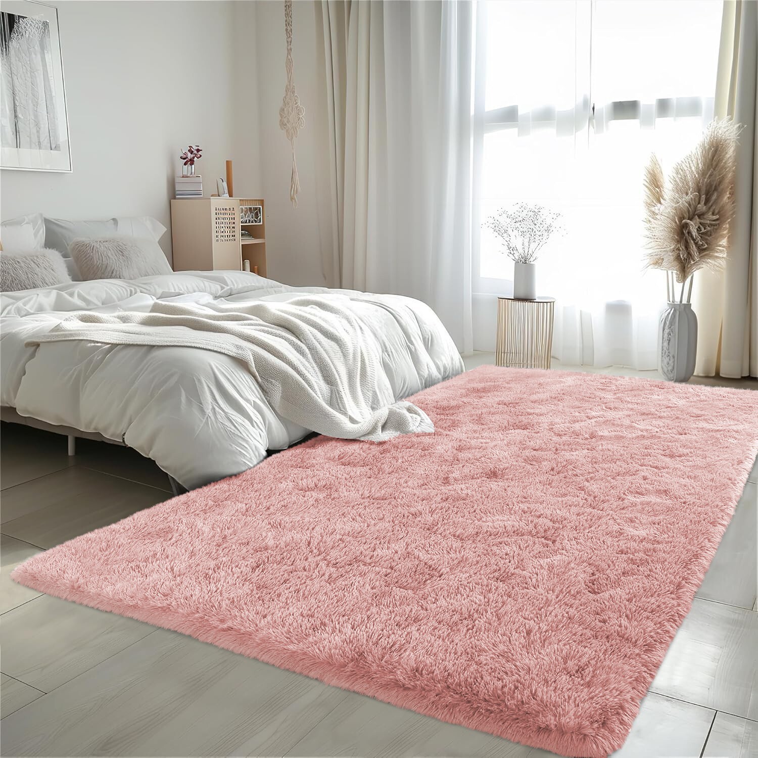 Modern Fluffy Area Rugs Non Slip Shaggy Floor Mat Carpet for Bedroom Living Room