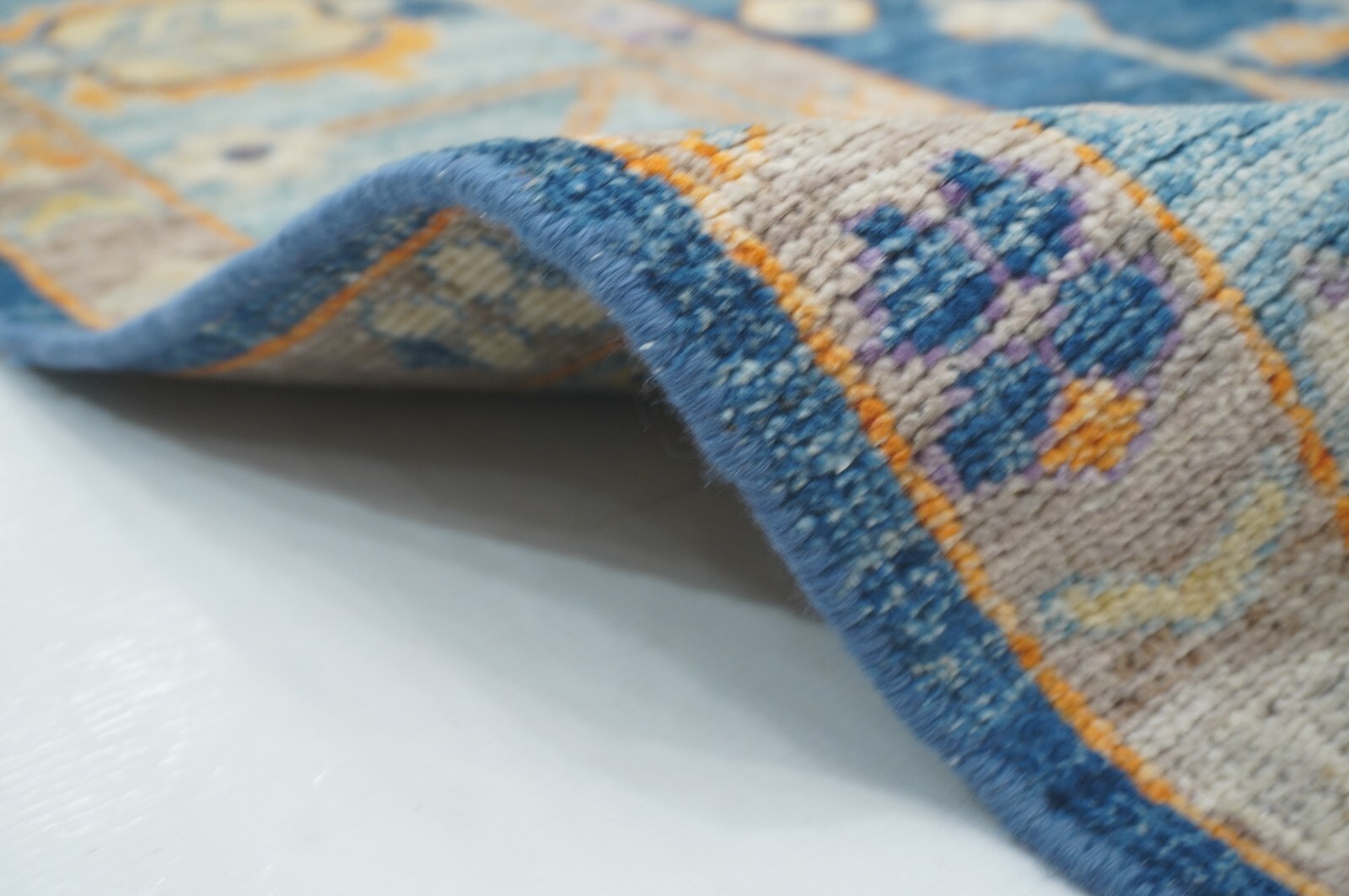 8 x 10 ft Blue Turkish Oushak Hand Knotted Wool Oriental Rug