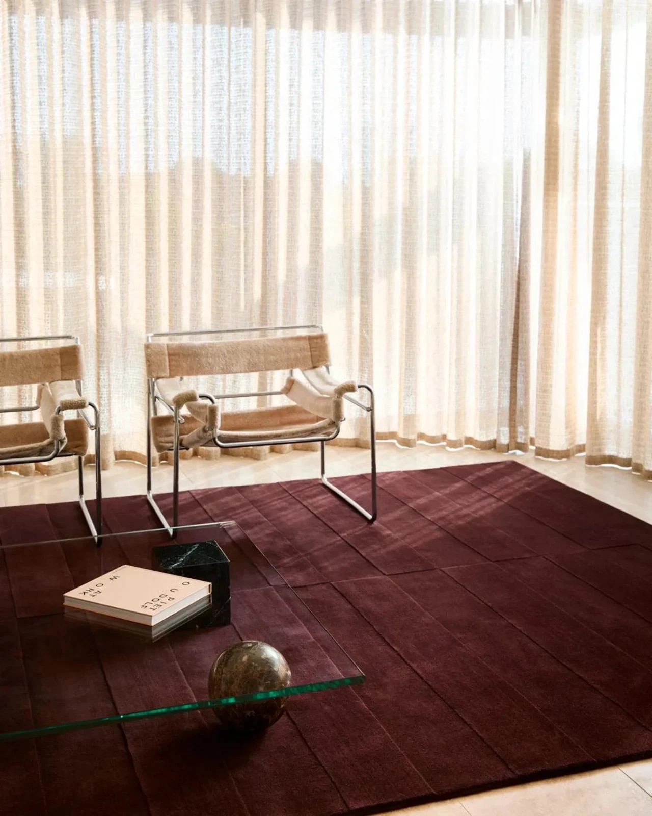 Hand-Tufted Burgundy Wool Area Rug: Modern Wine Red Area Rug Handmade Carpet
