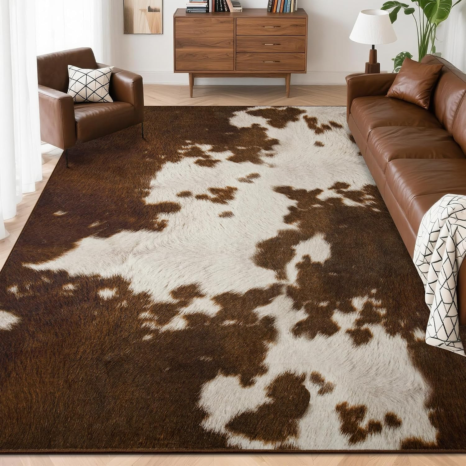 Leopard Area Rugs for Living Room, 4X6 Feet Machine Washable Cheetah Print Rug,