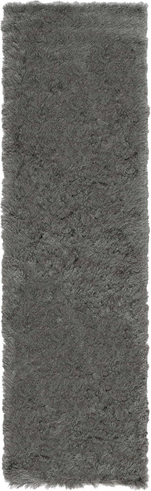 Paris Shag Collection Runner Rug – 2’3″ X 8′, Titanium Grey, Handmade, Soft Flow