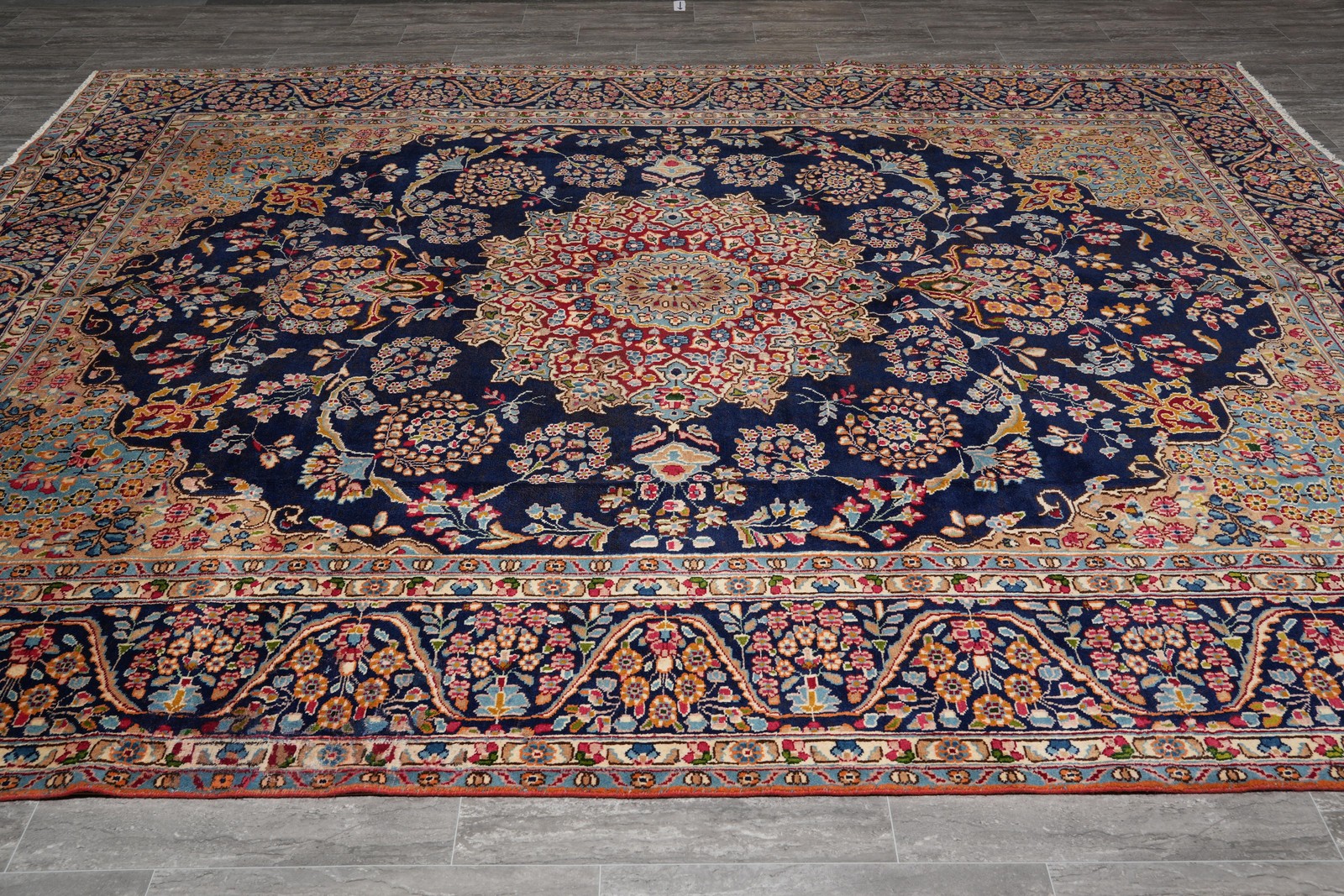 9 x 12 Perrsian Kermaan rug Dark Blue #F-4133