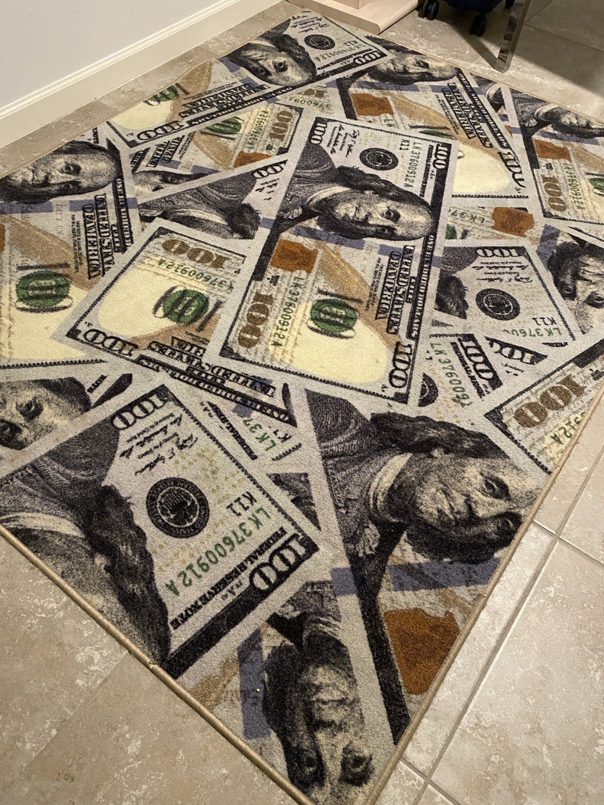 Benjamin Franklin $100 Bill Money Rug Manifestation Attract Money Bills 5×6.5 ft
