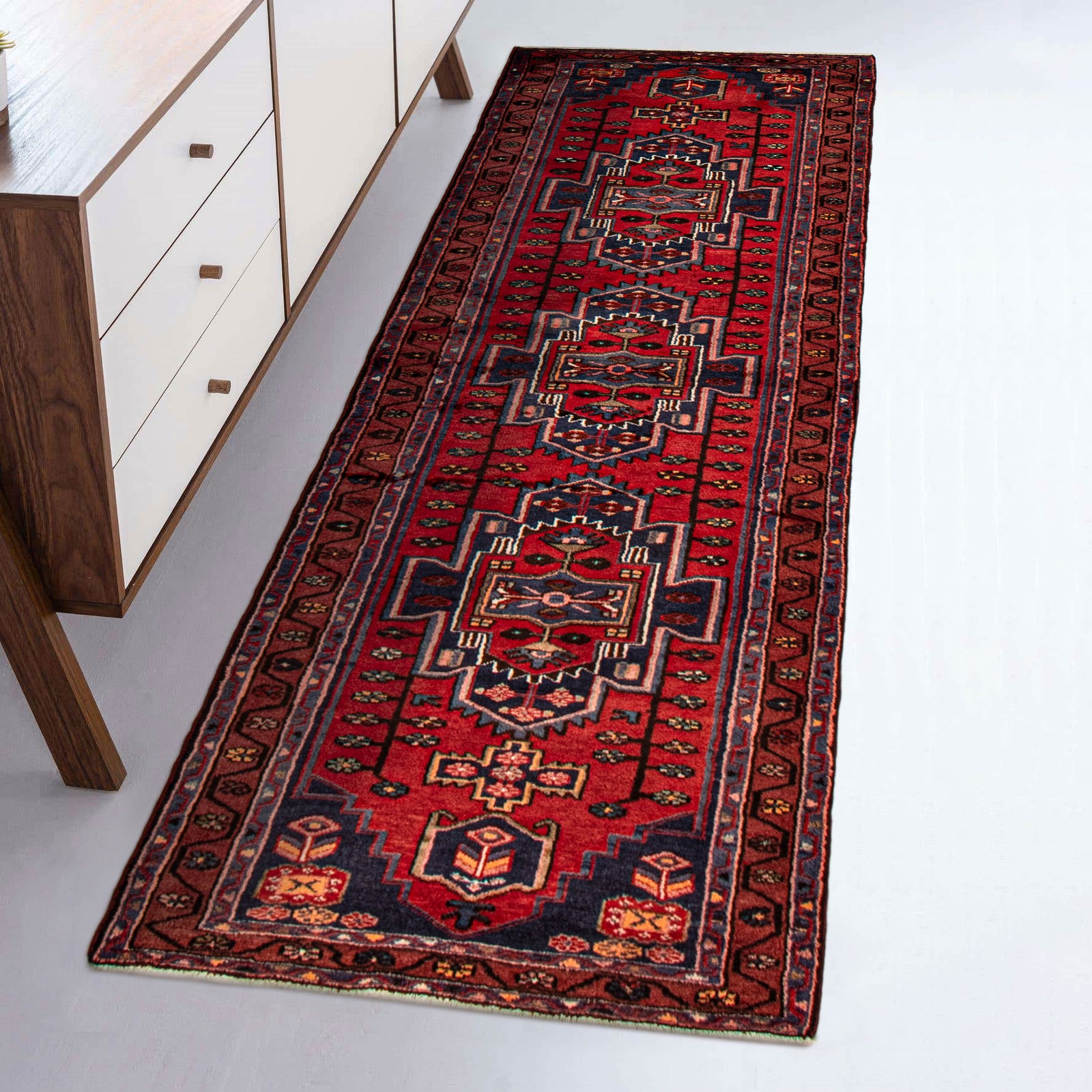 3’2″ x 10’0″ Vintage Hand-knotted Runner Rug Traditional Oriental Wool Carpet