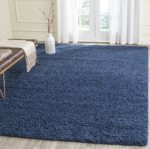 Blue Navy Shag Area Rug Solid Rugs 4′ x 6′ 7 8 10 9 12 4 6 2″ Fluffy Pile High
