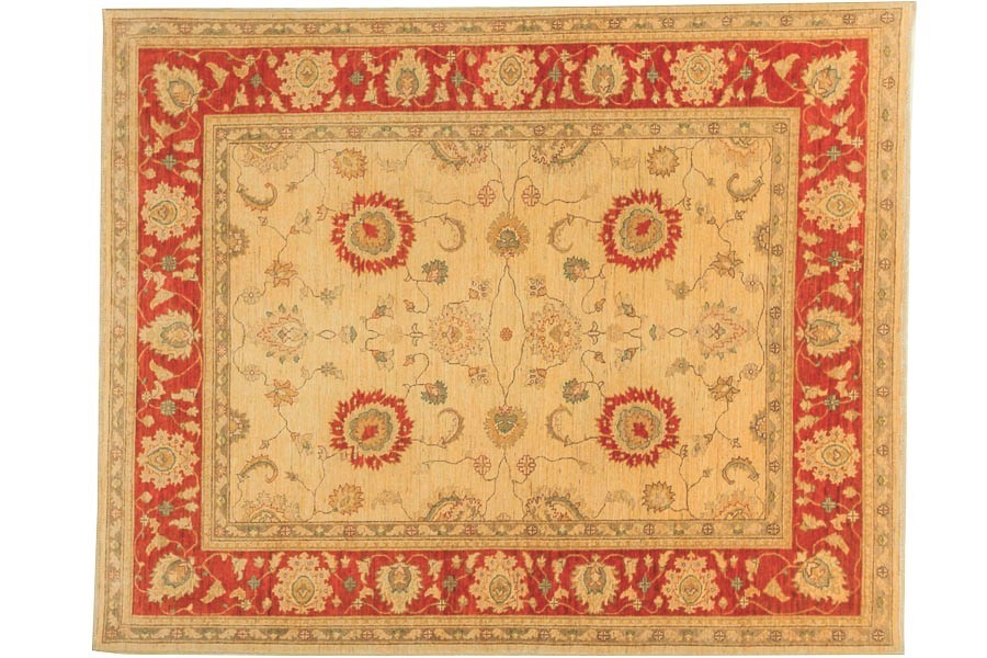 Afghan Chobi Ziegler Carpet Hand-knotted 200×250 Beige Oriental Wool