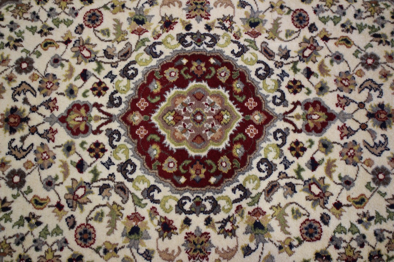 Rugstc 3×5 Senneh Pak Persiann White Rug, Hand-Knotted,Floral with Silk/Wool