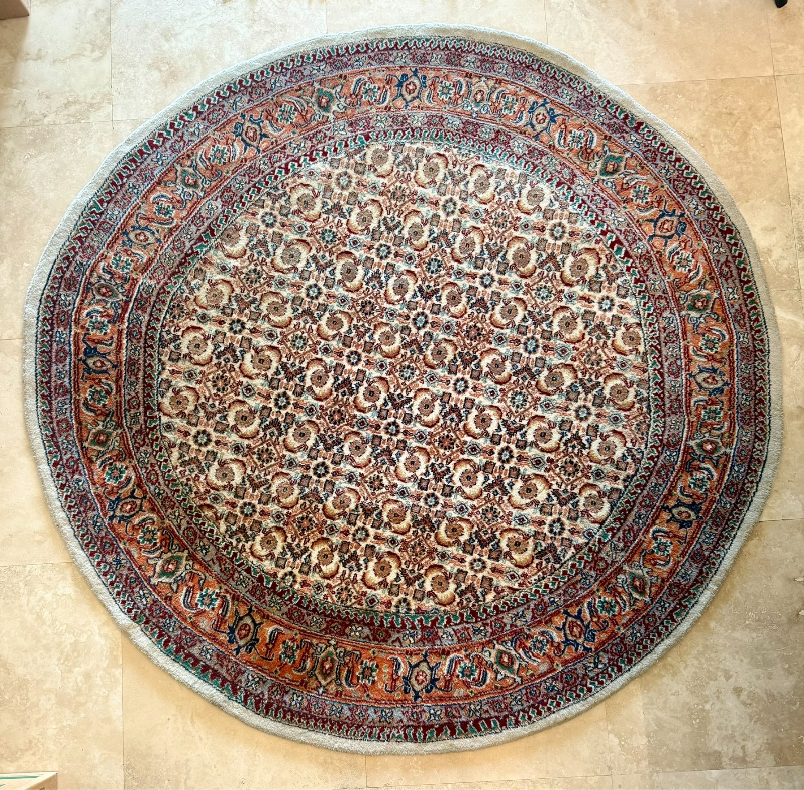 Round Persn-Style Rug 6.5 ft – Floral Medallion – Multi‑Color Oriental Carpet