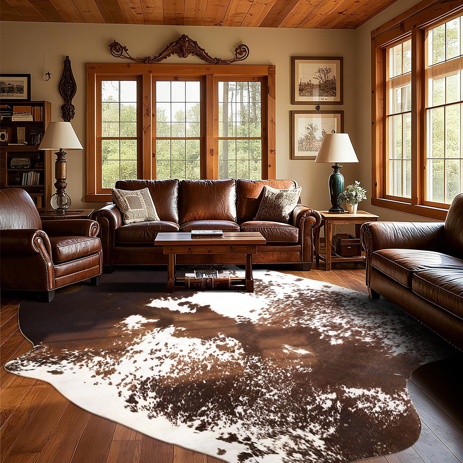 B Benron Western Large Rug Faux Cow Hide Rugs For Living Room Bedroom Home