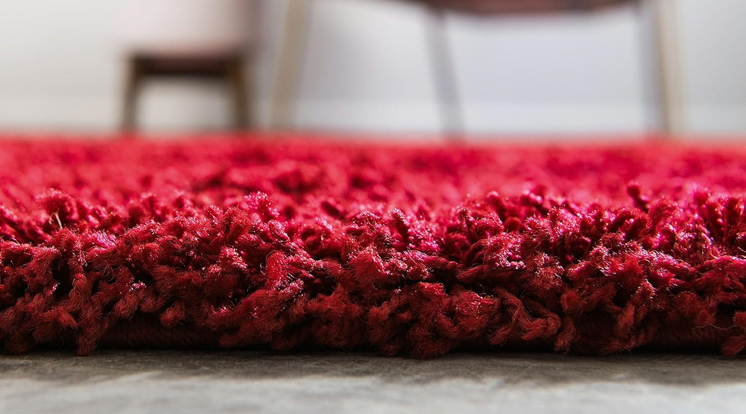 Solid Shag Collection Area Rug (2′ 7″ X 10′ Runner, Cherry Red)