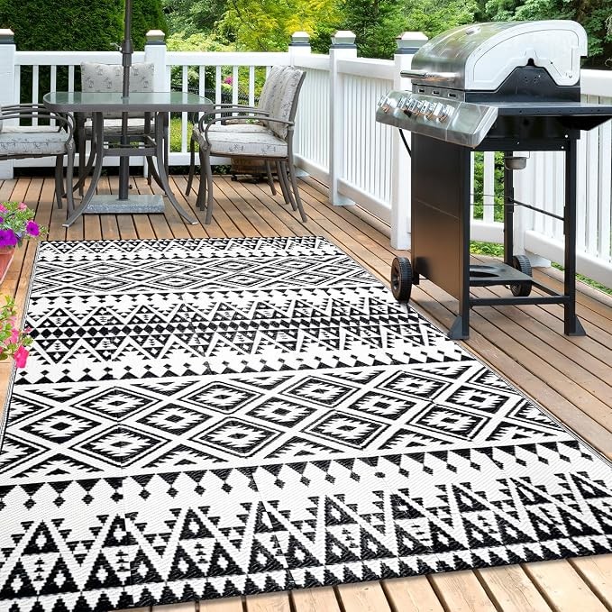 Waterproof Outdoor Rug 5x8ft Bohemia Reversible Plastic