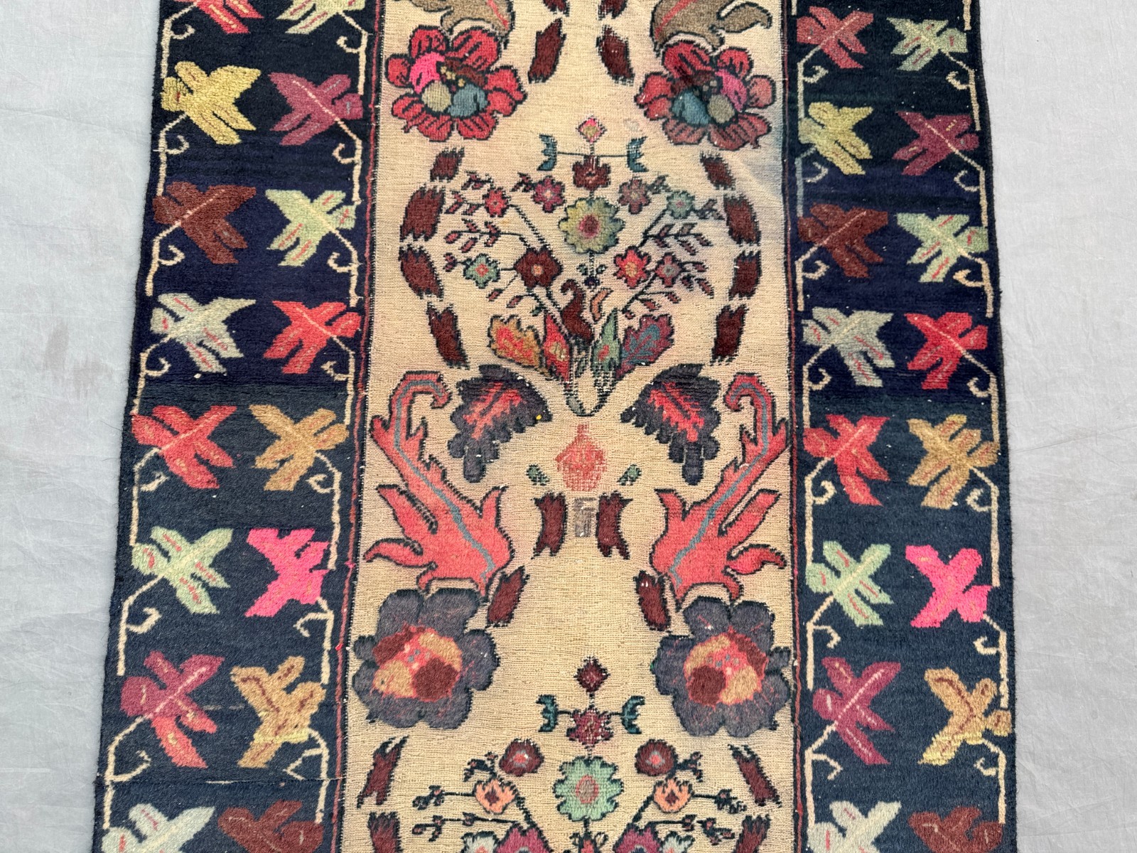 2’6 x 11’3 Ft Elegant Afghan Floral Runner Rug – Vintage Wool Carpet with Garden