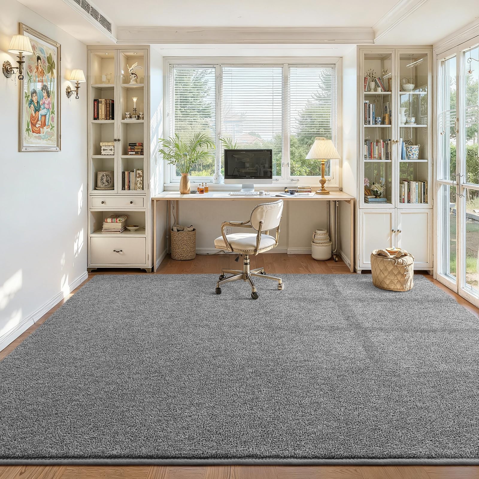 Modern Area Rugs for Bedroom Living Room, Large 7×10 Grey Rug for Kids Boys G…