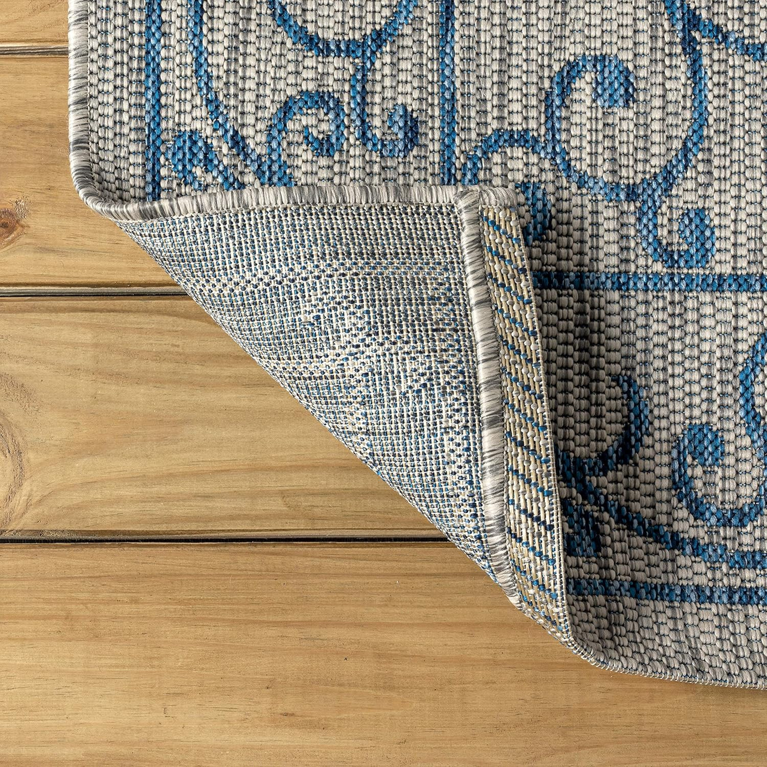 Vintage Filigree 8×10 Area Rug – Gray/Navy, Easy-Clean, Pet-Friendly