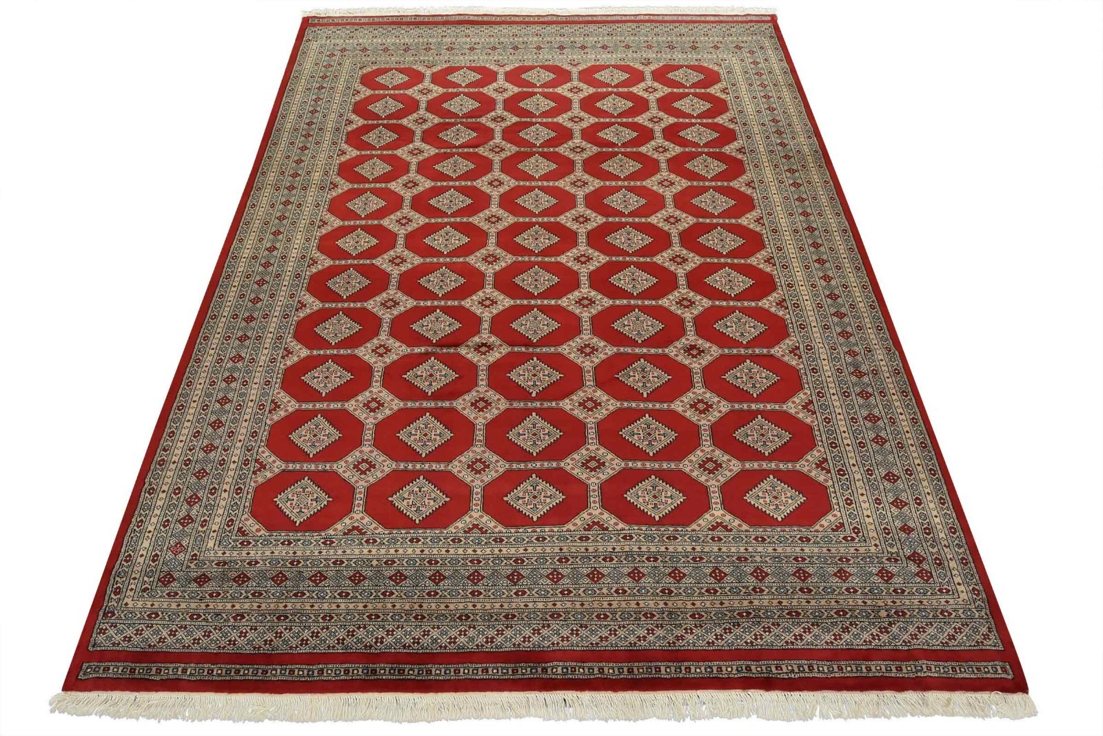 Bokhara Jaldar Rug 8’2” x 10’6” Red Wool Tribal Hand-Knotted Oriental Carpet