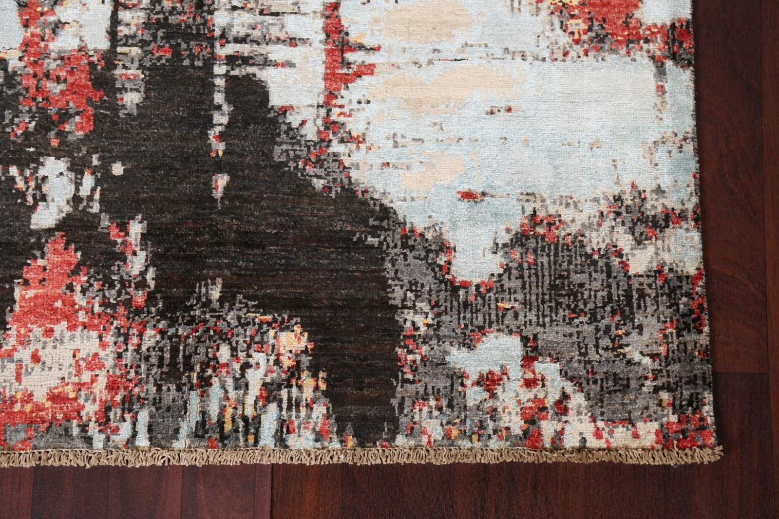 Hand-Knotted Modern Wool Carpet Multicolor Vegetable Dye Abstract Rug 4×6 Ft