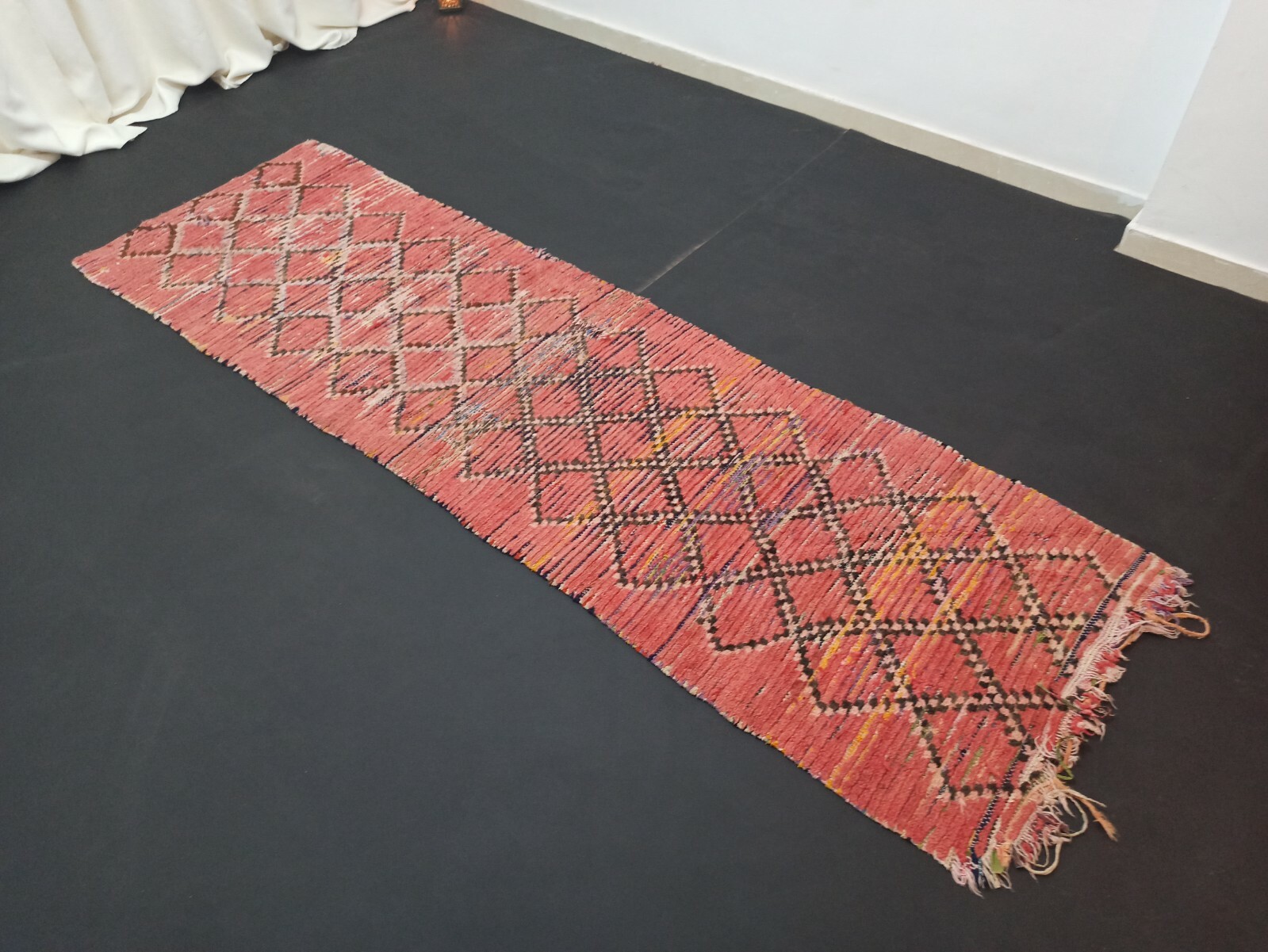 Old Tribal Wool Moroccan Rug 2’6″x 8’5″ Feet Berber Runner Vintage Handmade Rug