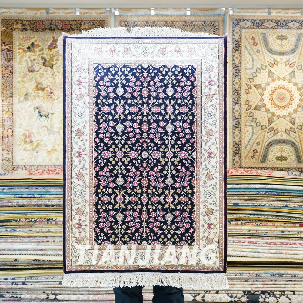 2’x3′ Handwoven Silk Carpet All-Over Antistatic Tapestry Home Area Rug H118B