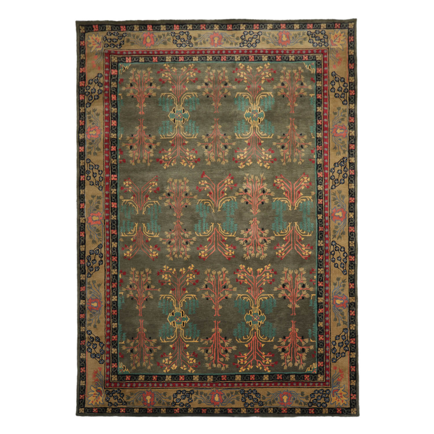 Donegal Arts & Crafts Handmade 100% Wool Area Rug Dark Gray/Green 5′ x 8′