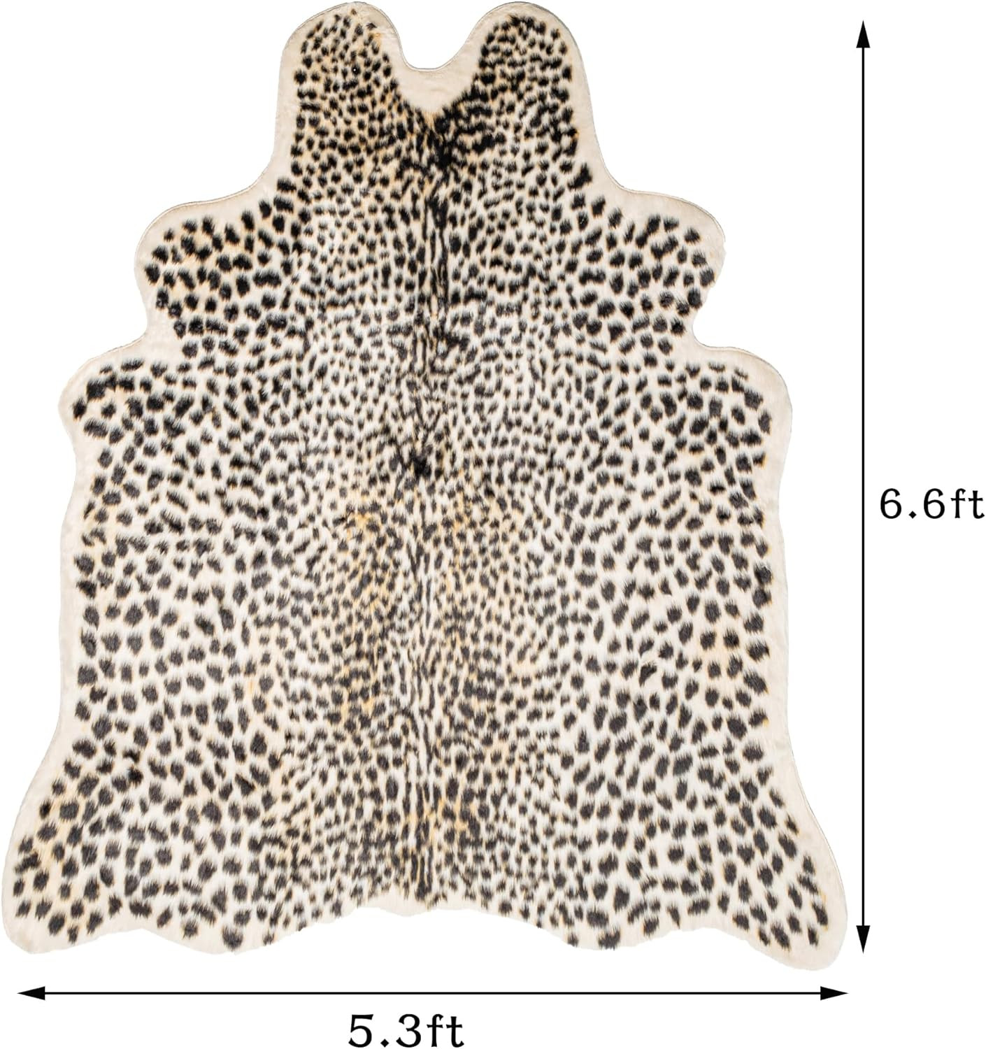 Cheetah Print Faux Fur Rug 5.3×6.6ft Machine Washable for Living Room & Bedroom
