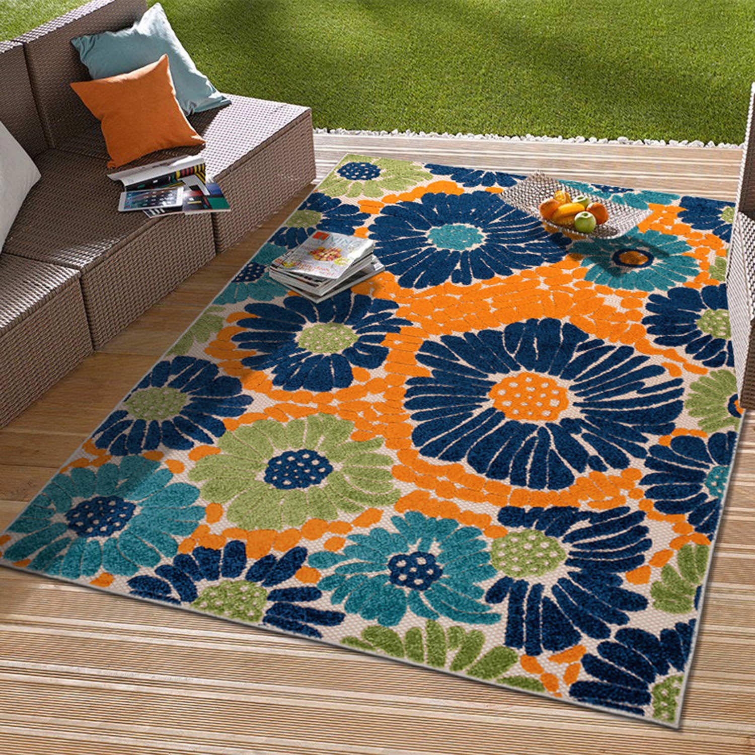 Rugshop Outdoor Rug Palermo Modern Floral Indoor Outdoor Carpet Rug Patio Rugs