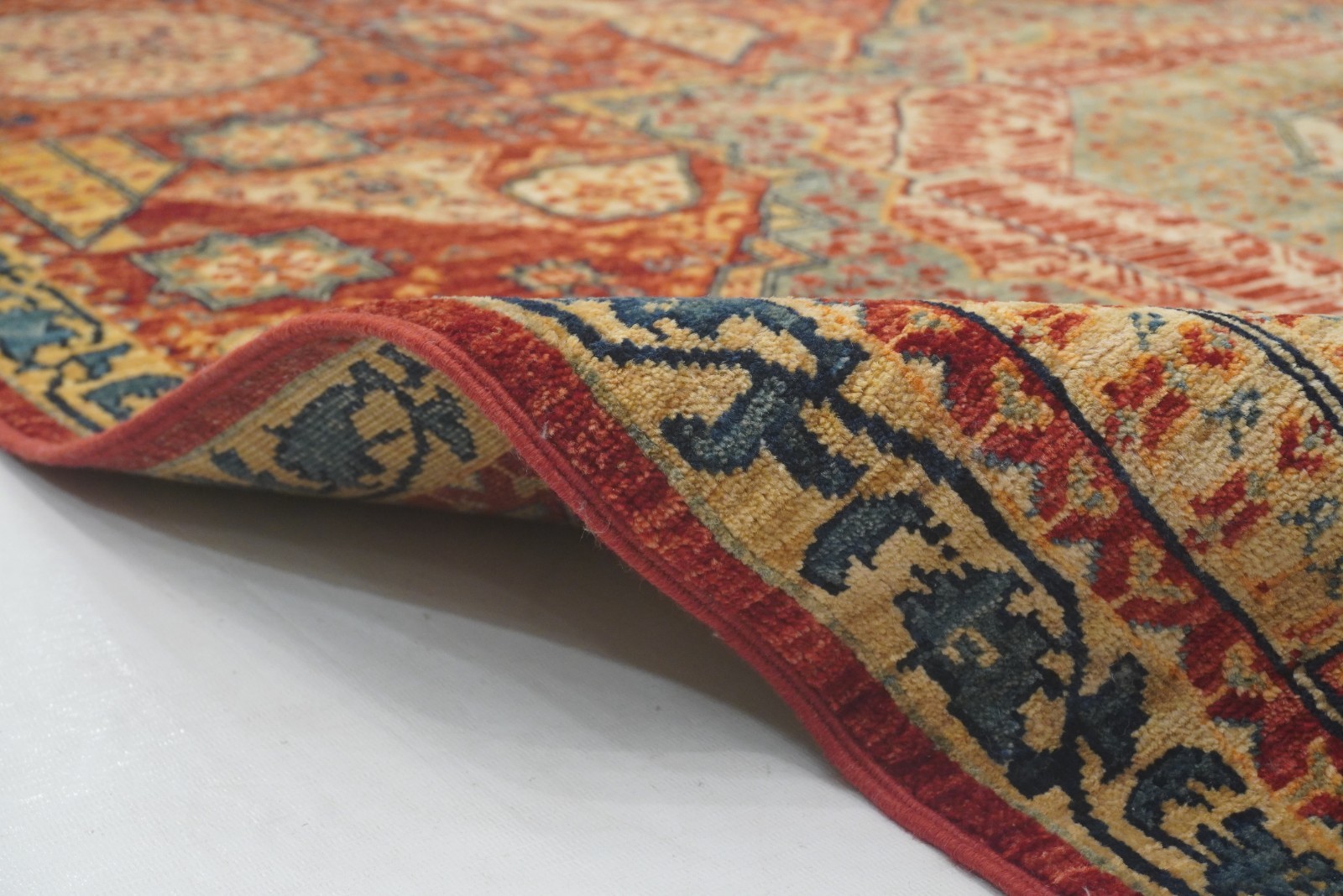 5×7 ft Red Mamluk Afghan Hand Knotted Wool Medallion Rug