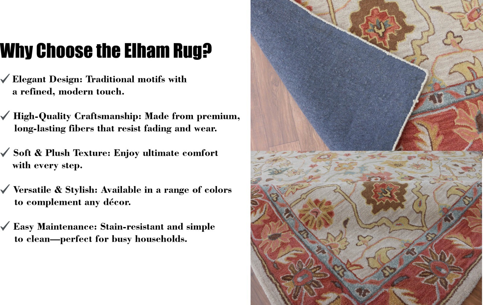 Womens Weavers Elham Handmade Tufted Woolen Traditional Design Area Rug