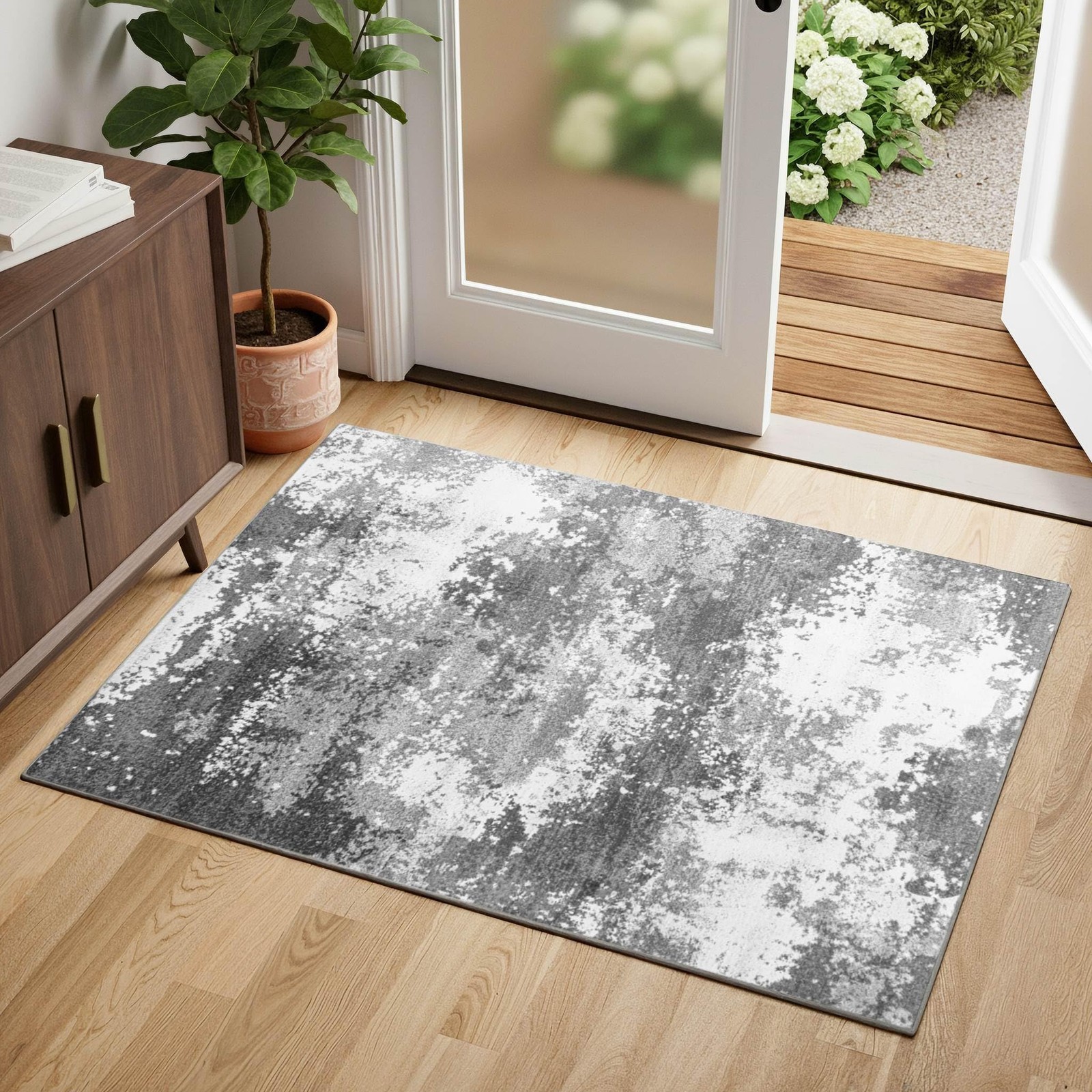 Entryway Rug 2×3 Grey Door Mat Indoor 24×36 INCH Washable Non Slip Low Pile