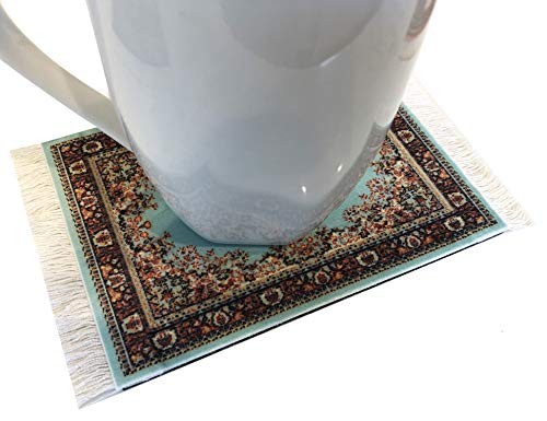 Carpet Coasters, Set of 4 Turkish Rug Style Table Drink mats, Absorbent
