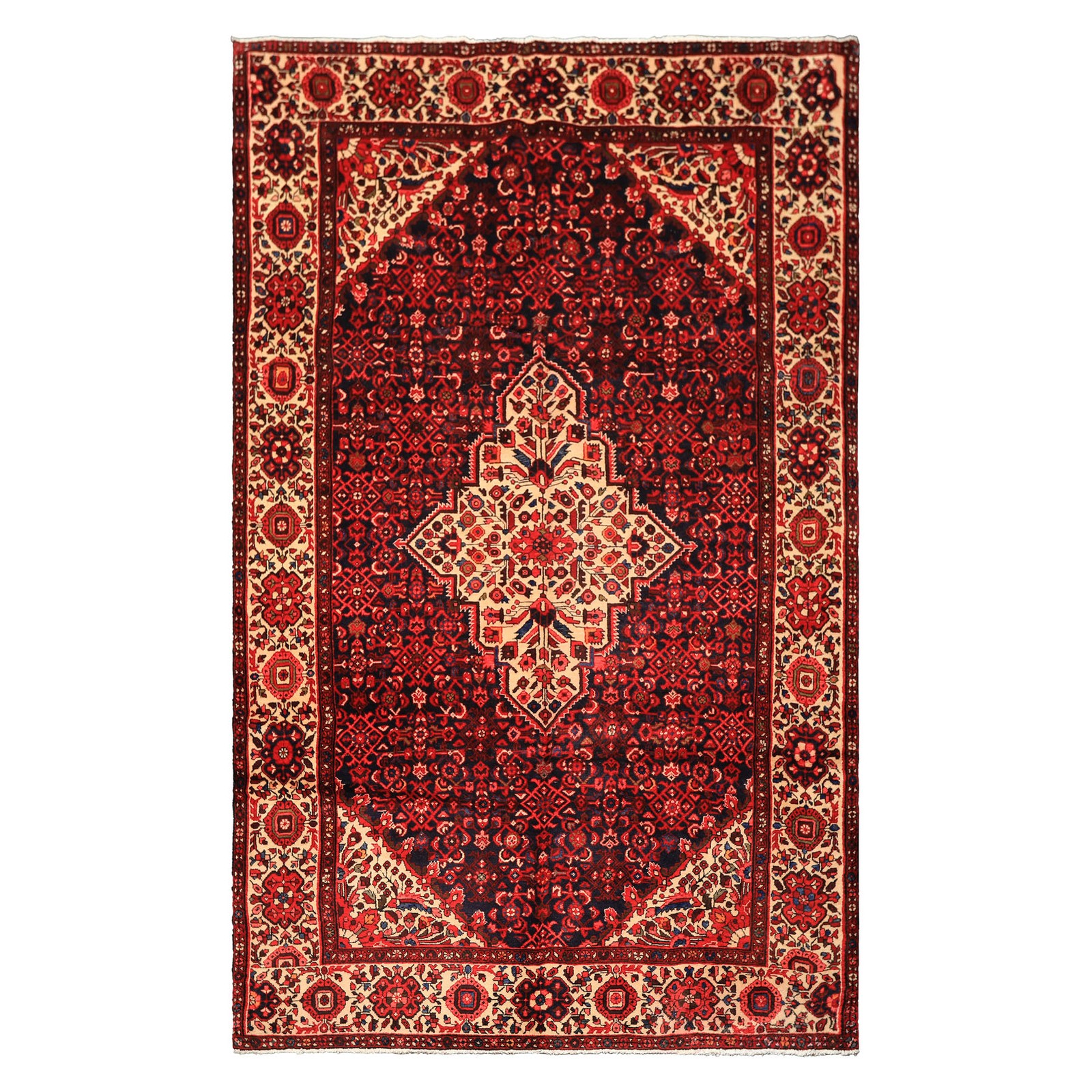 Vintage Blue 6’11”x11’3″ Hand Knotted Wool Hamadaan Vegetable dyes Rug