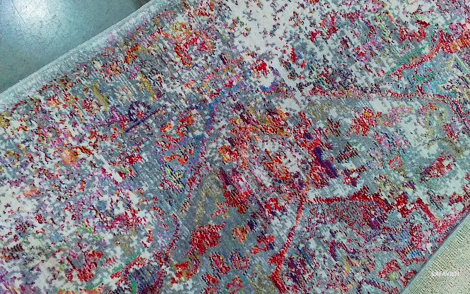 GREY / RED 4′-0″ x 5′-7″ Back Stain Rug, Reduced Price 1172796446 VAL163Q-4