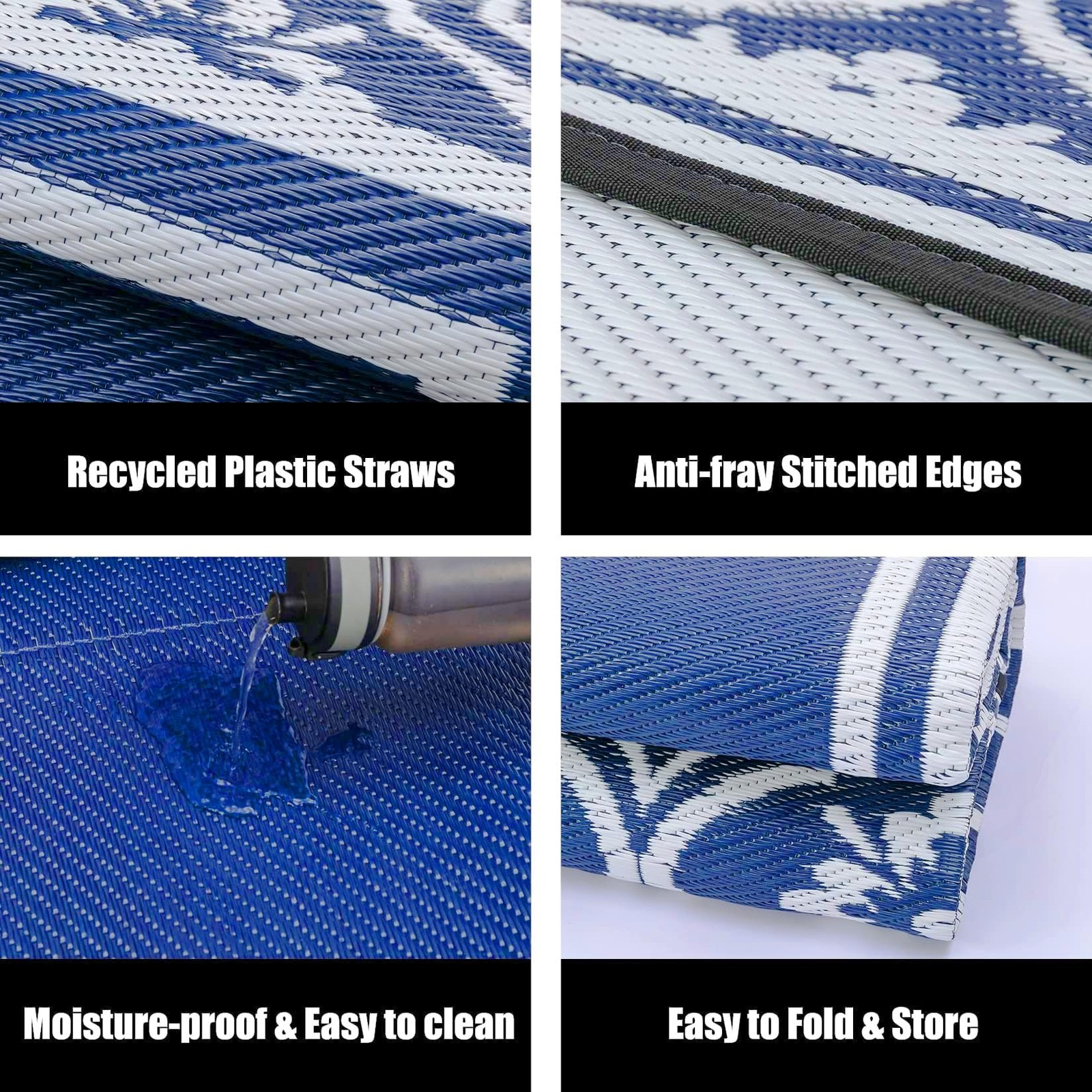 Plastic Outdoor Rug 6’x9′ Waterproof Camping Carpet Outside Area Rug Reversib…