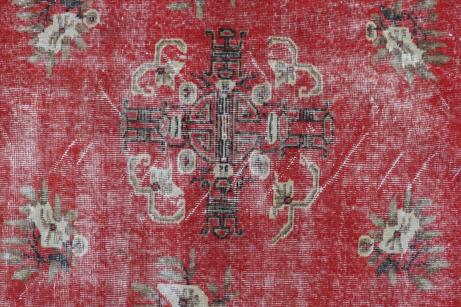 4,3×8,3 ft Rug, Turkish Vintage Rug, Red Moroccan Wool Rug