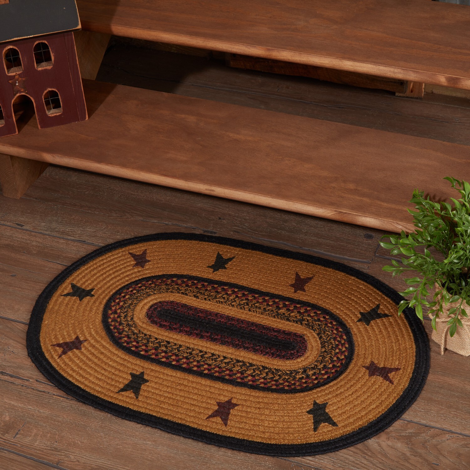 VHC Heritage Farms Star Jute Oval Rug 20×30~ Rustic/Primitive