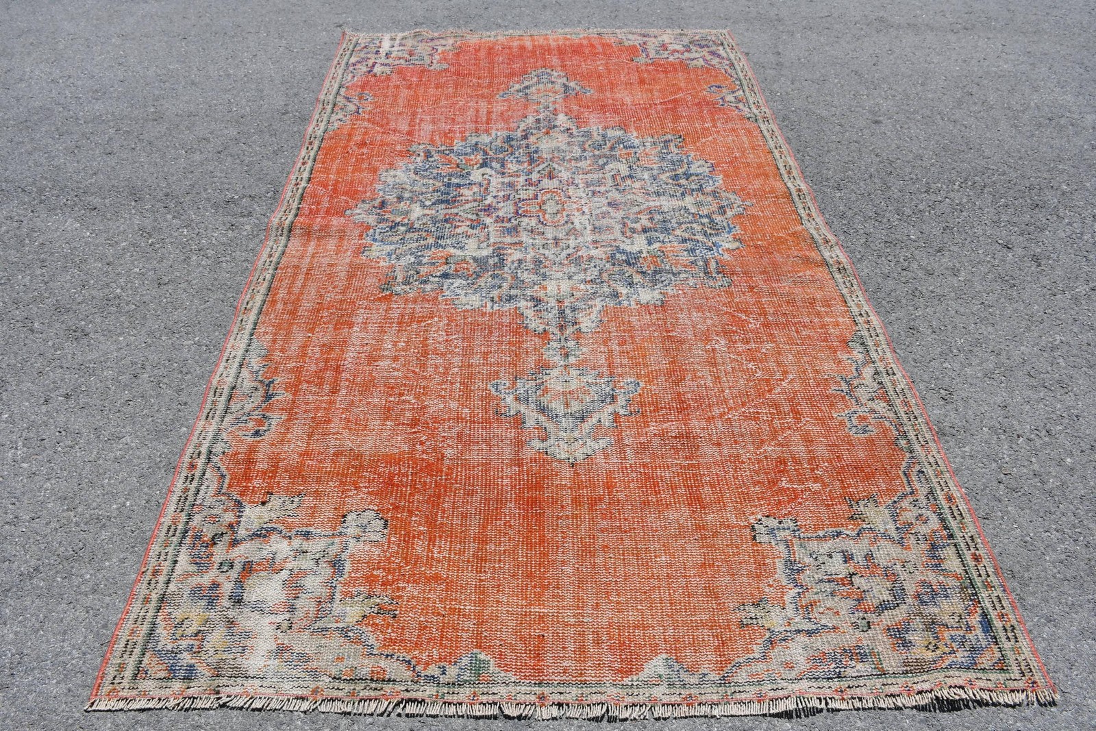 Turkish 5,1×8,8 ft Rug, Large Vintage Rug, Red Blue Moroccan Rug