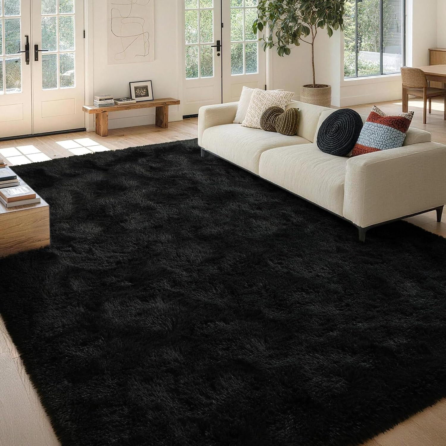 FinrèC 8X10 Feet Area Rugs for Living Room Bedroom, Fluffy Shaggy Large Rug, No