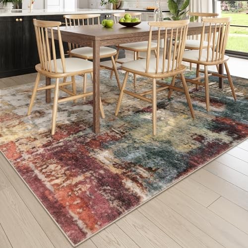 Modern Abstract Living Room Rug 8×10, Washable 8×10 Area Rugs for Bedroom